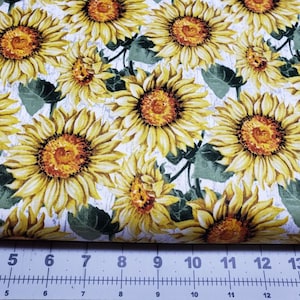 Sunflowers on Distressed Fence 100% Cotton Fabric Quilting Masks Crafts Sewing