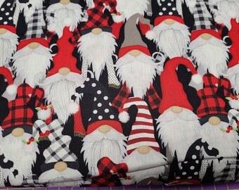 Wilmington Gnome-Antics Cotton Fabric BTY BTHY BTFQ  Quilting Sewing Crafting Masks