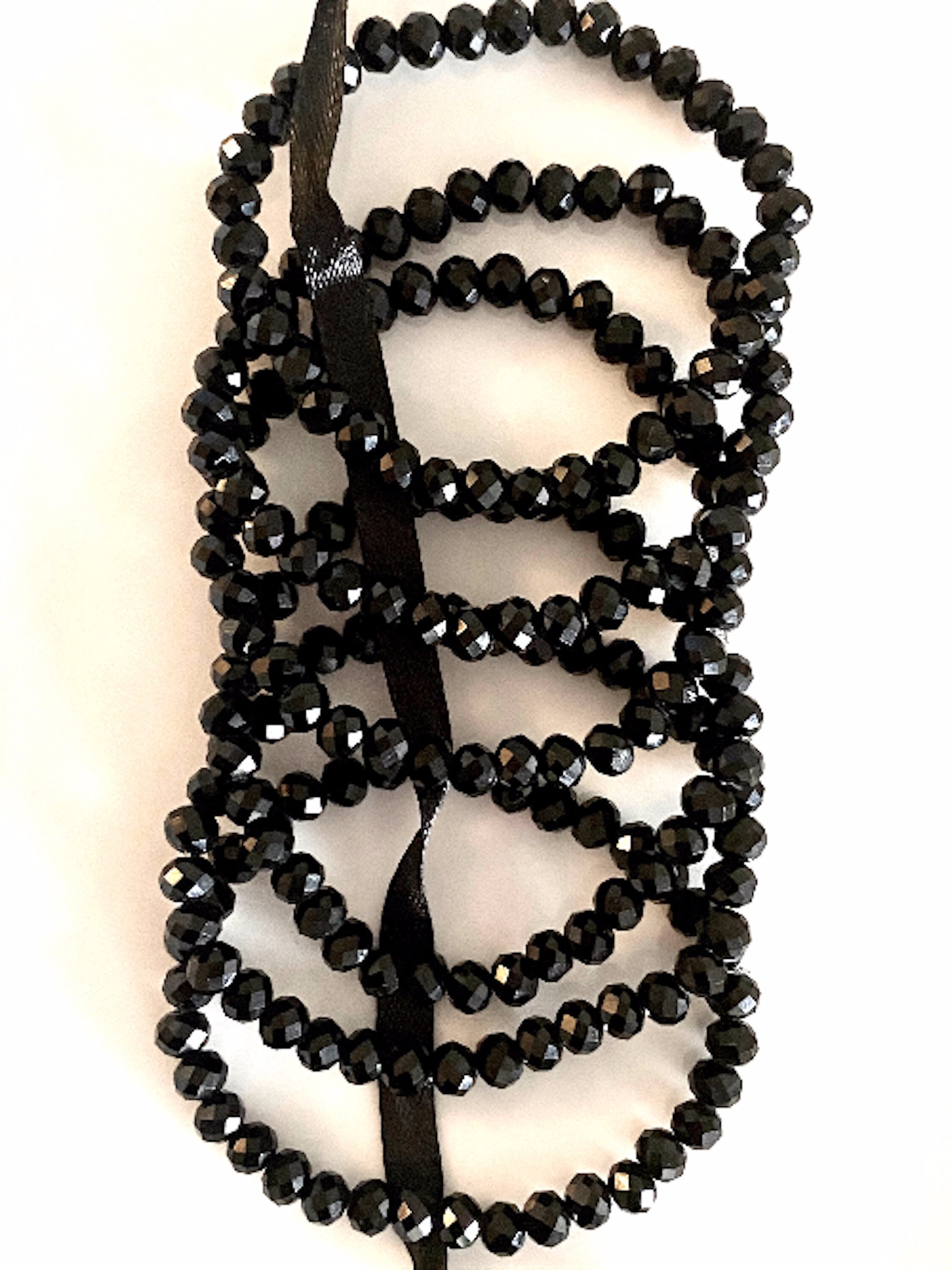 Black Handmade Crystal Bead Bracelets Bridesmaid Bracelets Etsy