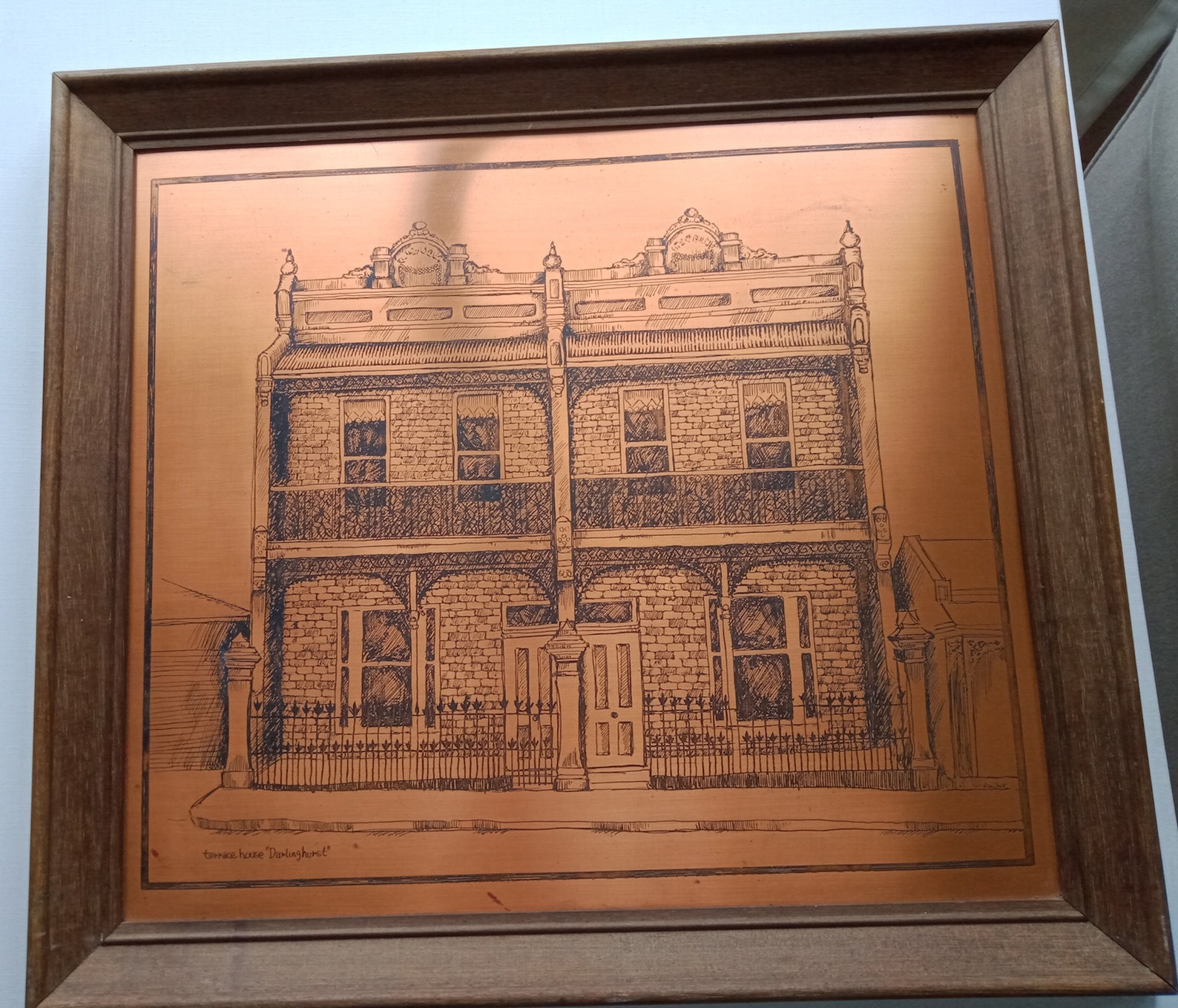 Vintage Copper Board Etching Of A Terrace House In Etsy