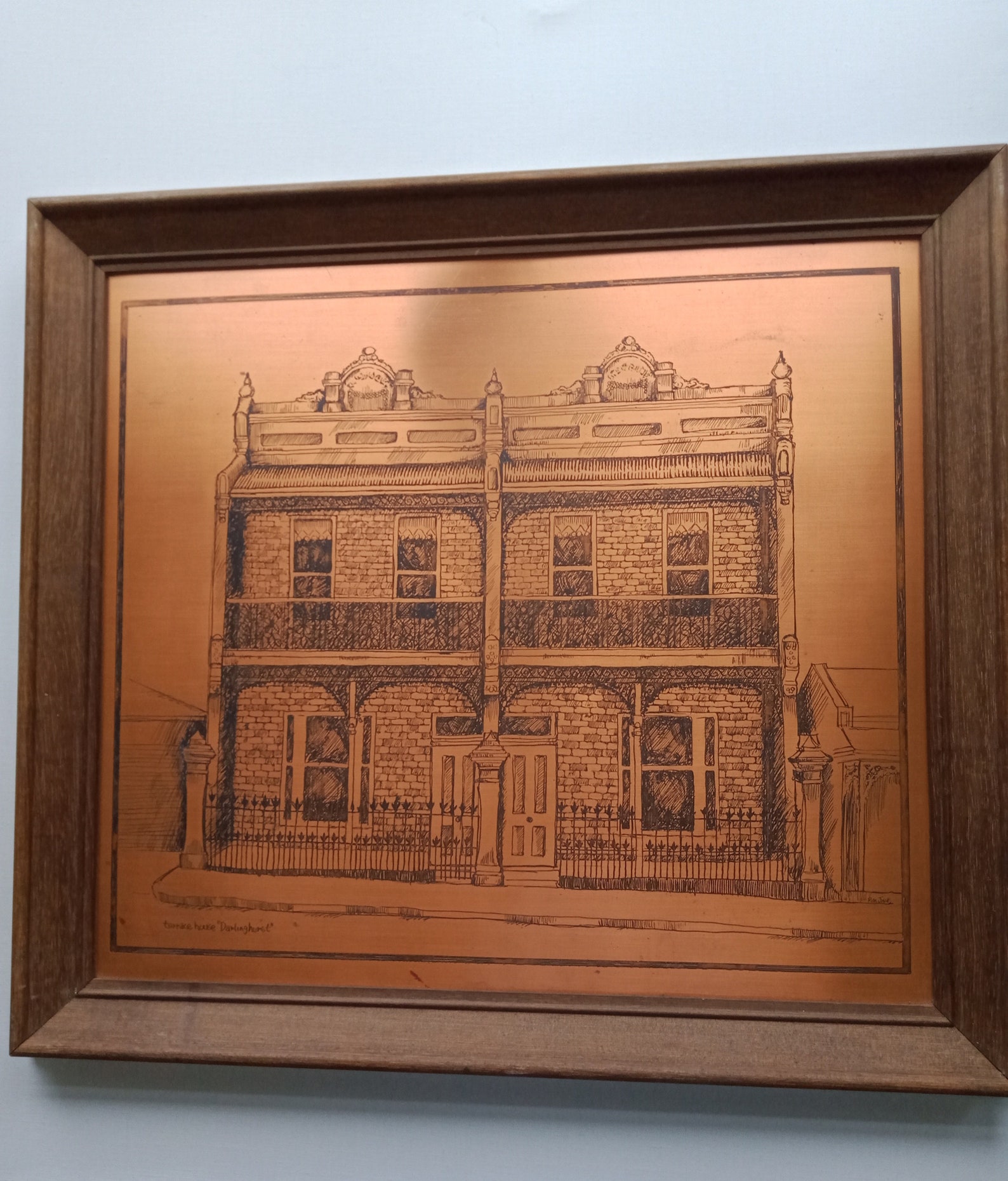 Vintage Copper Board Etching Of A Terrace House In Etsy