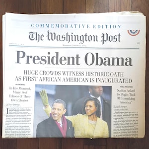 Edizione commemorativa - The Washington Post - Inaugurazione del presidente Obama - Raccolta di giornali decorativi - Storia americana - Esposizione