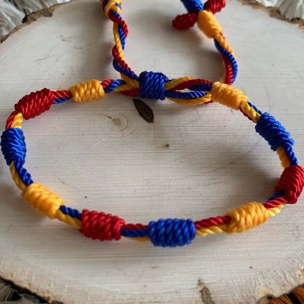 Venezuela/Colombia Denario handmade denary 3 colors macramé bracelet nudo plano