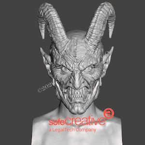 Krampusmask v2 rörlig käke för 3D-utskrift - STL-filer - Halloween-skräckmask