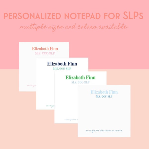 Personalized SLP Note Pad | speech therapist appreciation