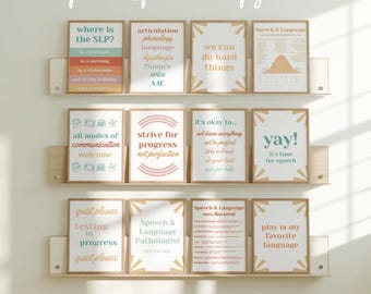 20 poster bundle for SLPs | speech therapy office decor | speech pathology poster set | developmental norms