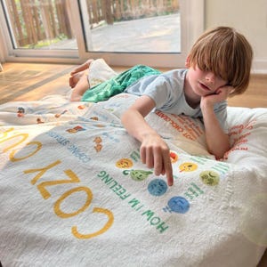 calm corner cushion |  mat for cozy corner | sensory crash pad | feelings pillow | coping strategies | sensory friendly | calm corner decor