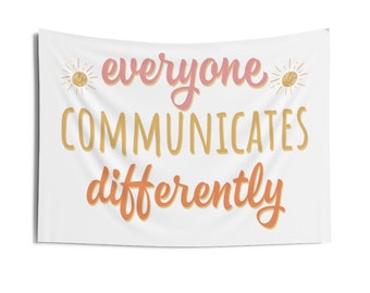 Everyone communicates differently tapestry | SLP wall hanging | speech therapy poster | SLP decor | SLP wall art | speech pathology gift