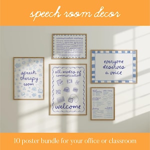 Speech Therapy Poster Bundle – 6 Printable SLP Posters for Classroom, Office & Bulletin Board Decor