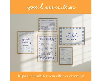 Speech Therapy Poster Bundle – 6 Printable SLP Posters for Classroom, Office & Bulletin Board Decor
