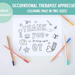 OT-bedankkaart | bedankkaartje voor ergotherapeuten | Kleurplaat COTA-waardering afdrukbaar | ergotherapie cadeau