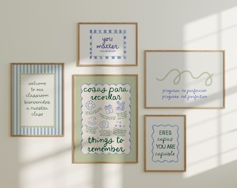 ESL classroom 15 poster bundle  | bilingual resource teacher room decor