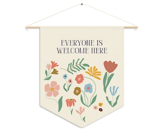 Jardín de flores: todos son bienvenidos aquí, colgante de pared, decoración de la sala de patología del habla, letrero de puerta de psicología escolar.
