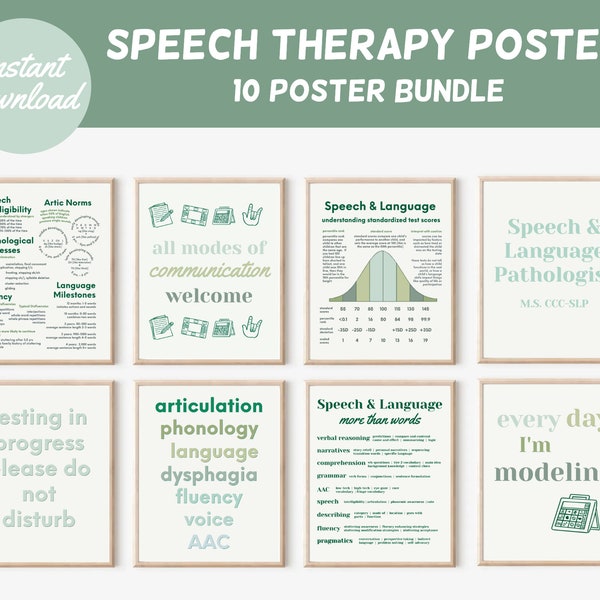 SLP office decor instant download | speech pathology poster set | middle school SLP room