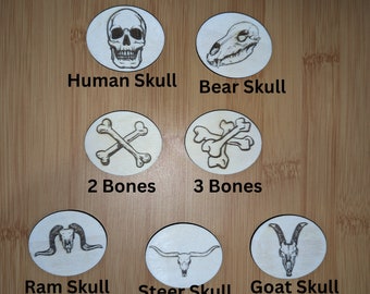 Skulls and Bones Tokens - Depictions of Bones and Skulls For Offerings