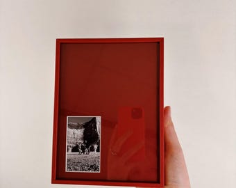 Frame 40x50 walnut wood with linen passe-partout for photo 10x15
