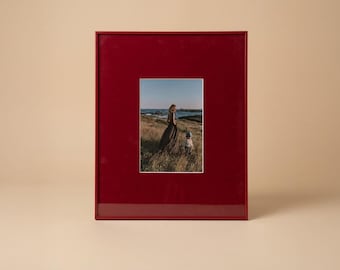 Red Passe-Partout with Thin Wood Red Frame, 40x50 frame - Monochrome/Minimalist Frame Art Object for Modern Interior