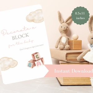 Dekorieren Sie ein Block Babypartyschild, Babypartyschild, Babyparty druckbar
