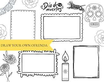 Ofrenda del Giorno dei Morti stampabile, foglio da colorare, disegna la tua Ofrenda, foglio di lavoro per il Dia De Muertos, scuola domestica