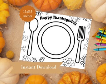 Schede di attività per il Ringraziamento: progettazione di piatti stampabili per bambini (download digitale)