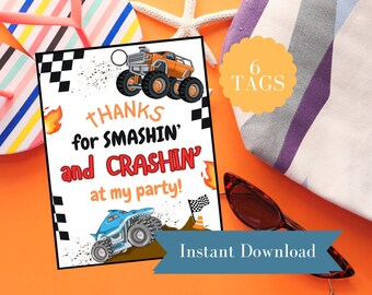 Tag per bomboniere a tema Monster Truck: Smash and Crash (download digitale)