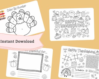 Schede di attività per il Ringraziamento per bambini: giochi autunnali stampabili (download digitale)