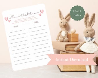 Gioco per baby shower "Indovina la canzone": tema per ragazze (download digitale)