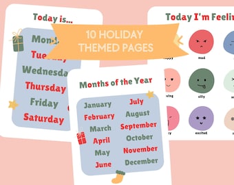 Pacchetto stampabile con il menù mattutino delle feste: scuola materna per l'istruzione parentale (download digitale)