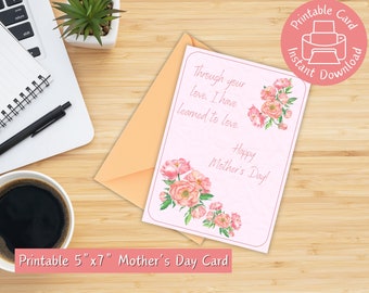 Happy Mother's Day Card, Pink Floral Mother's Day Card, Printable Mother's Day Card, Digital Download Greetings Card