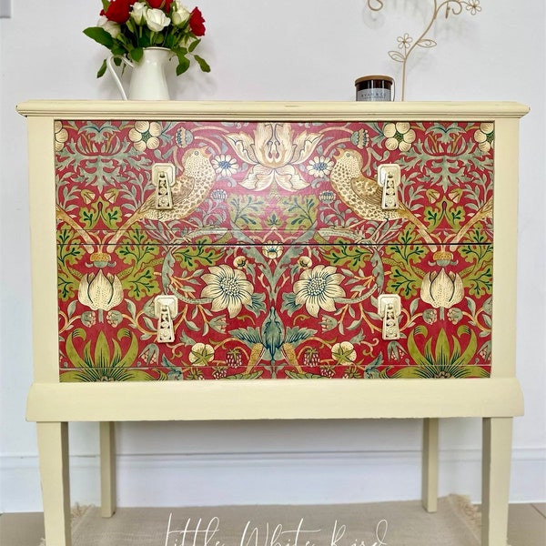 Chest of Drawers | Vintage Side Table | Decoupaged Sideboard | William Morris Strawberry Thief | Upcycled Furniture