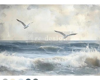 ECHOES on the WATER Decoupage Tissue Paper by Redesign With Prima 19.5x30” | Seascape Home Decor