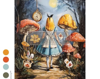 Alice in Wonderland Decoupage Paper A3 | ‘A Trail of Hearts & Hares’ | Redesign with Prima 11.7x16.5” Craft Sheet