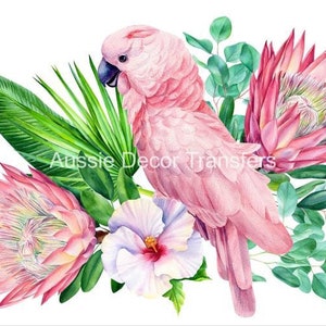 Handmade Decorative Table Runner - Pink Galahs On Black - 150cm X 35cm Cotton