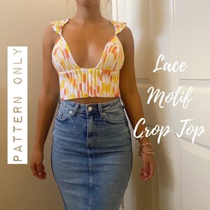 Crochet Top Pattern (size XS/S) | Lace Motif Crop Top