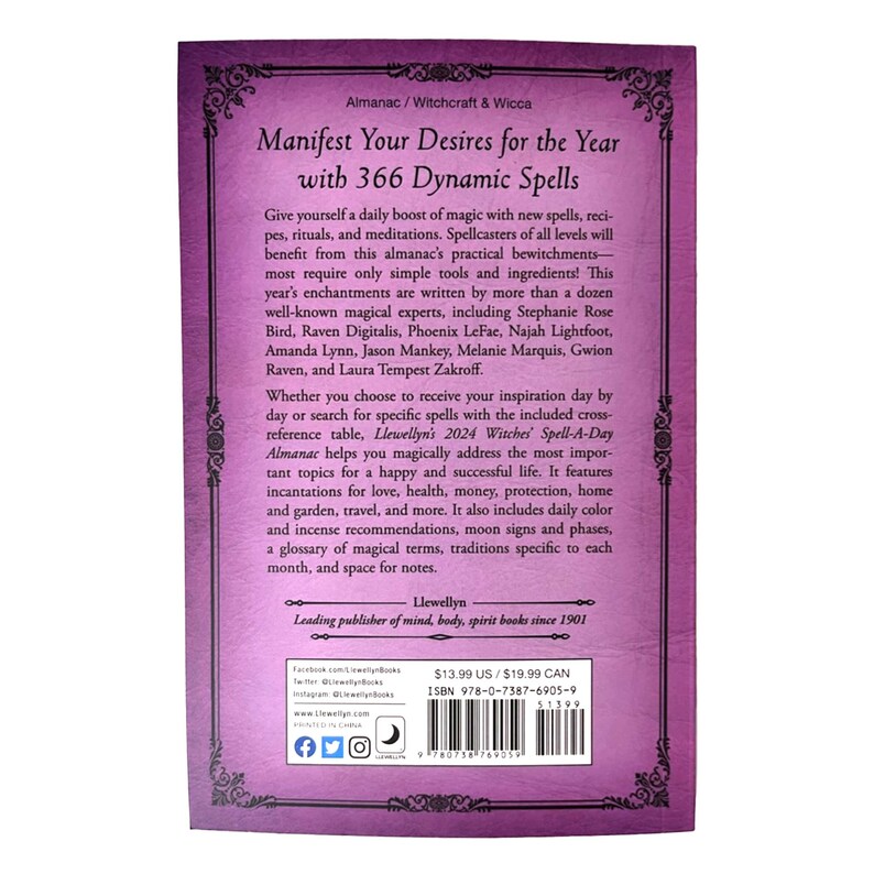 Llewellyn's Witches' Spelladay Almanac 2024 New Etsy Canada