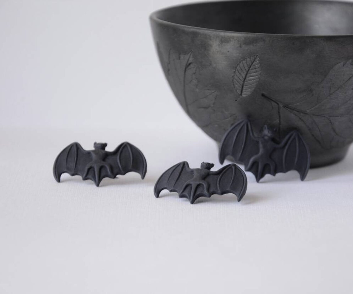 Black bat pins Aesthetic pins set Polymer clay pins Etsy