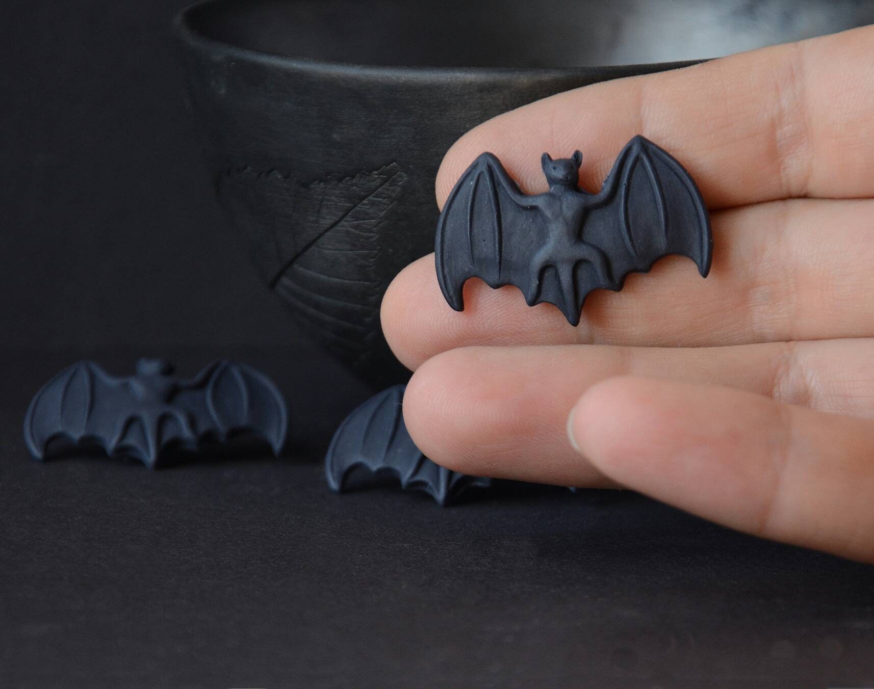 Black bat pins Aesthetic pins set Polymer clay pins Etsy