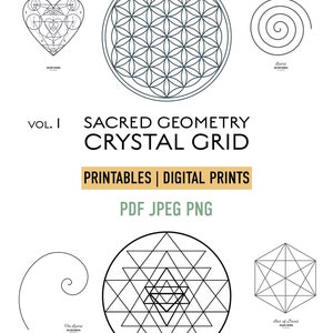 Crystal Grid imprimible VOL 1, geometría sagrada imprimible, impresiones digitales para crystal Grid