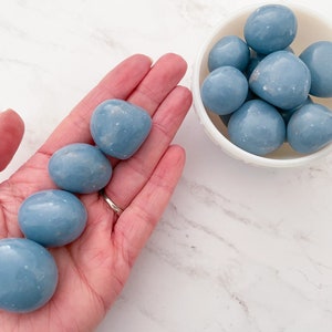 1 Angelite Tumbled Stone, Angelite Crystal, Blue Anhydrite