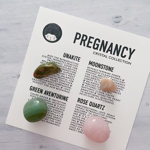 Pregnancy Crystal Set with Box, Healing Pregnancy Stones with Display, Crystal Set for Pregnancy with Crystal Shelf