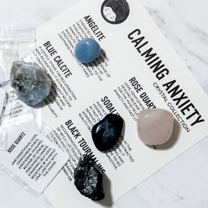 Calming Anxiety Crystal Collection, Anxiety Healing Crystal Set, Crystal Gift Set for Anxiety