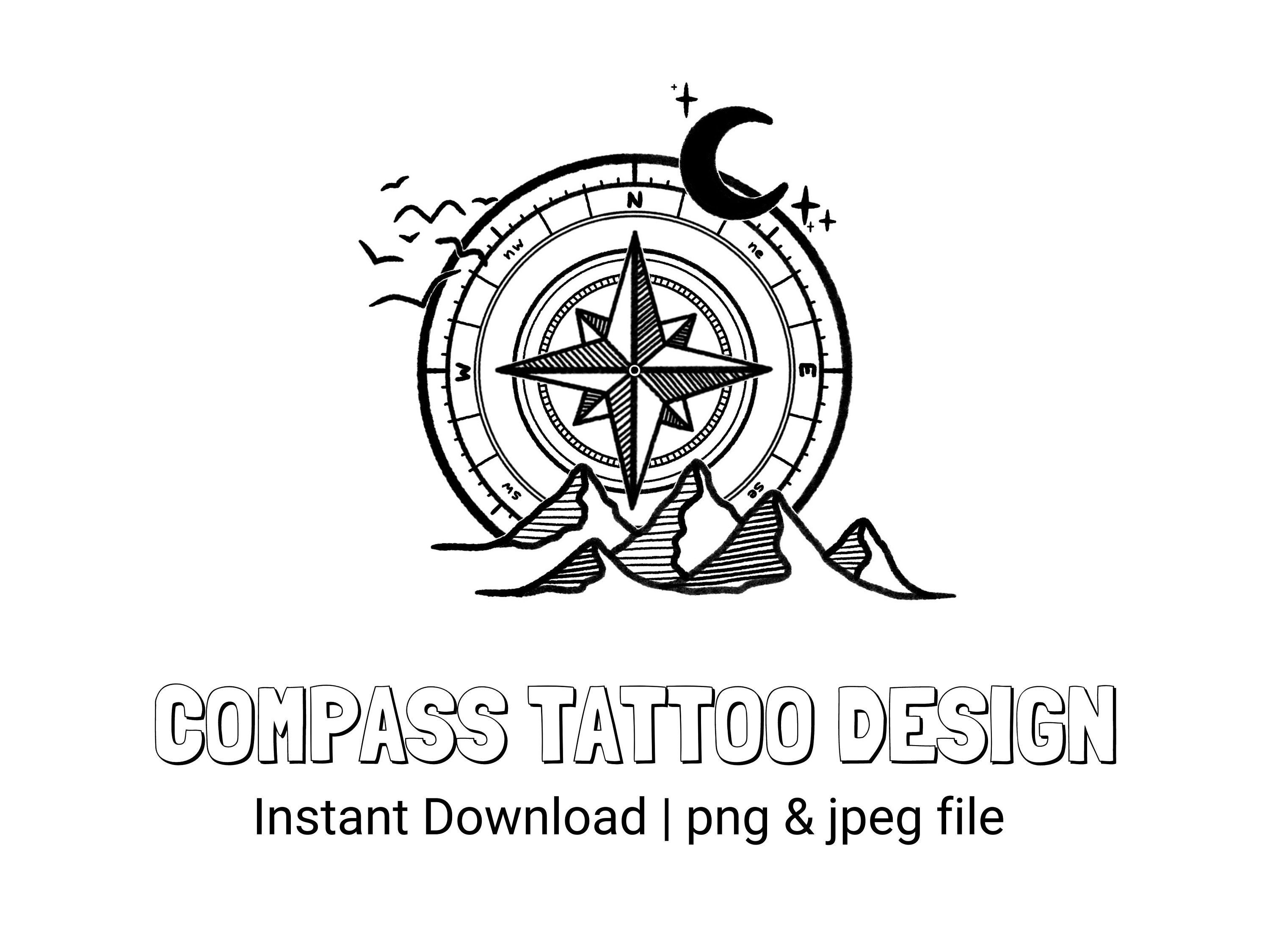 Mountains Forest Compass Tattoo  Tattoo Designs Tattoo Pictures