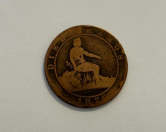 1870 Spain Diez 10 Centimos Coin