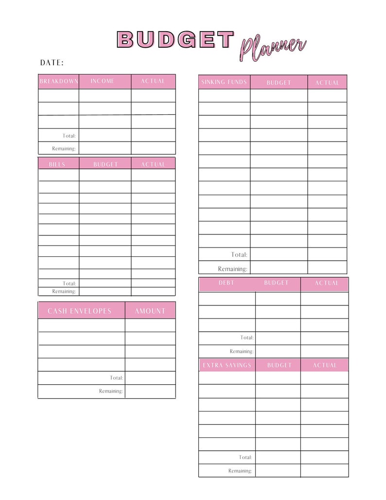Payday Budget Overview Printable Budget Printable Budget Etsy