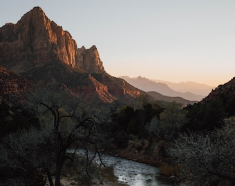 Zion Nationalpark - Utah Wüste Sonnenuntergang Landschaft - Fotografie Druck - Fine Art Wand-Dekor
