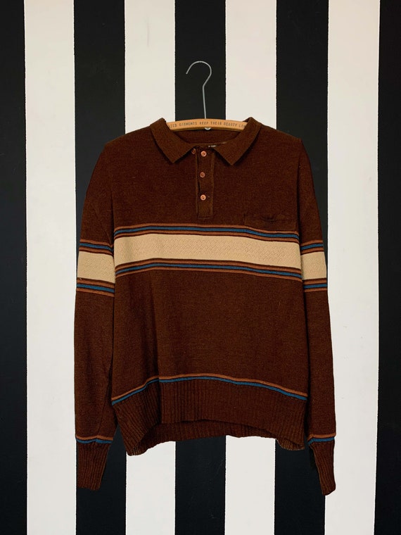 Haband Striped Acrylic Wool Sweater - L