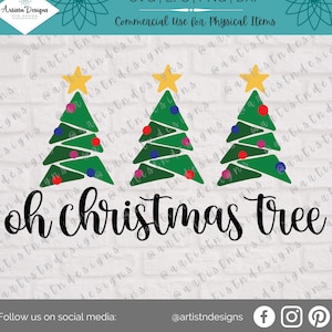 Oh Christmas Tree SVG - Oh Christmas Tree PNG - Oh Christmas Tree Sign - Three Christmas Tree Design - Digital Download