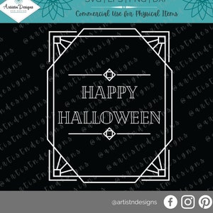 Happy Halloween SVG - Happy Halloween Sign - Art Deco Halloween SVG - Happy Halloween Clipart - Digital Download - Modern Halloween Sign