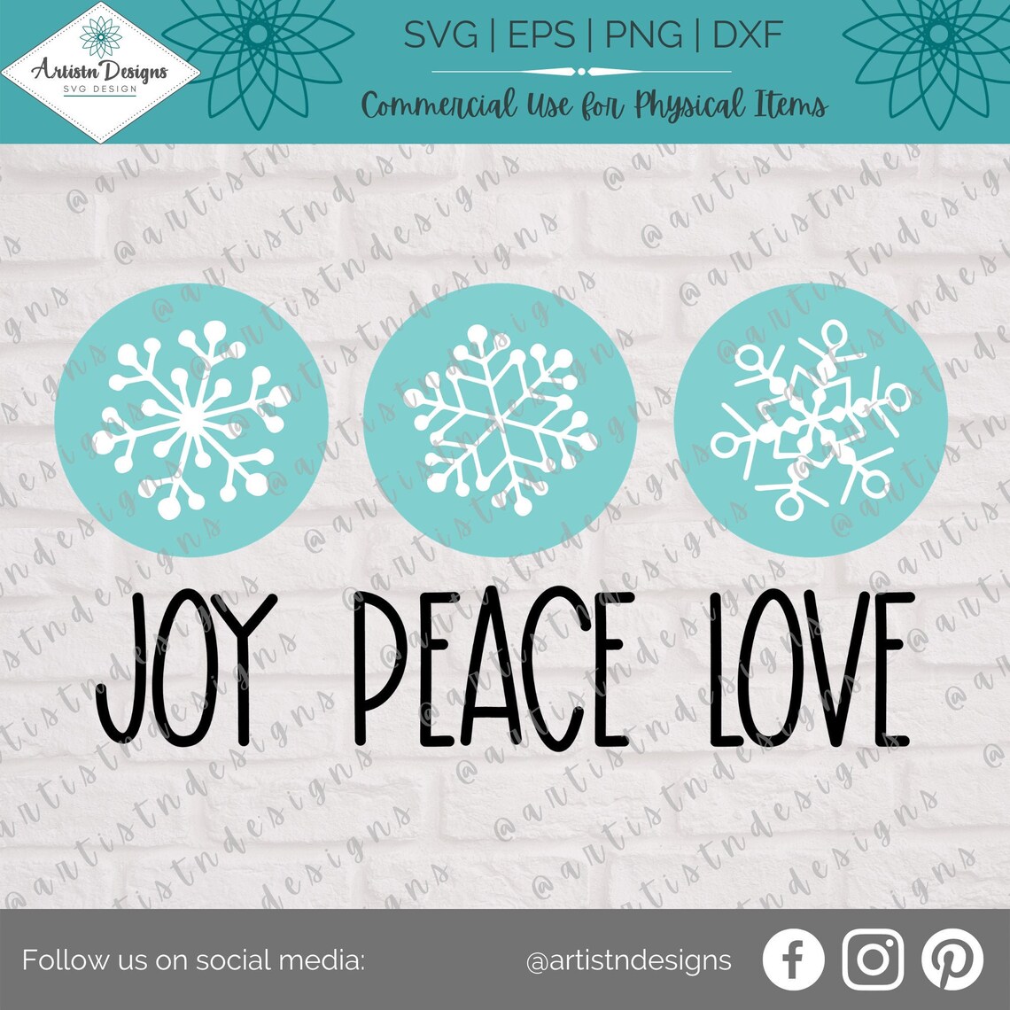 Download Joy Peace Love SVG Joy Peace Love Snowflakes SVG | Etsy