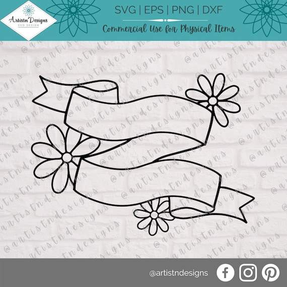 Download Floral Ribbon Banner Svg Flower Double Banner Cut File Etsy